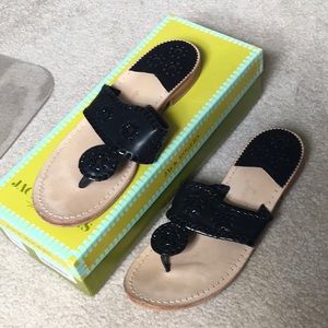 Jack Rogers Sandals black leather w/ black patent